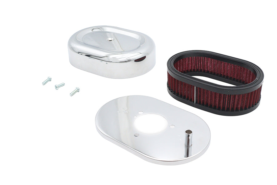 HARLEY Mini Oval Luftfilter-Kit Chrom für Bendix Vergaser Passend für 1971-1992 FL,   1971-1992 FL,