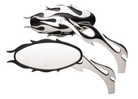 HARLEY Black Fireball Mirror Set with Flame Stems Fits All 0- , 1965-up models for left and right ap