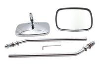 HARLEY Chrom-Rechteckspiegel-Set mit runden Stielen, passend für 0- All, Modelle ab 1965, für links und rechts
