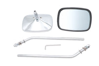 HARLEY Chrom-Rechteckspiegel-Set mit runden Stielen, passend für 0- All, Modelle ab 1965, für links und rechts