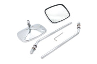 HARLEY Chrom-Rechteckspiegel-Set mit runden Stielen, passend für 0- All, Modelle ab 1965, für links und rechts