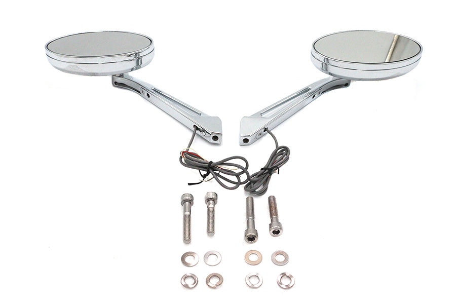 HARLEY Ellipse Spiegel Set mit LED Blinker Passend für alle Modelle ab 1965, für linke und rechte Seite