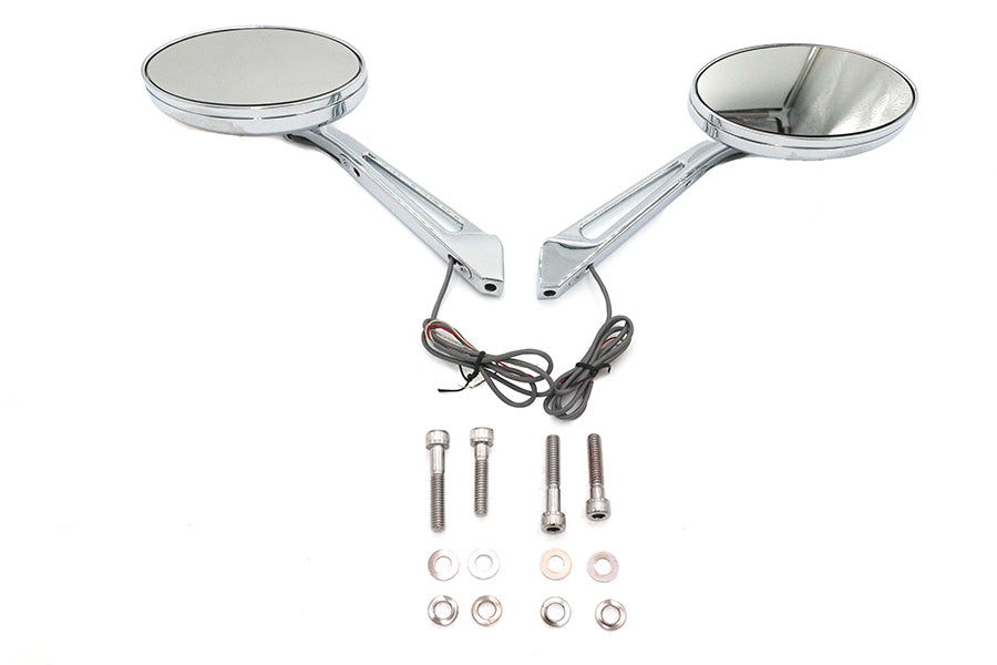 HARLEY Ellipse Spiegel Set mit LED Blinker Passend für alle Modelle ab 1965, für linke und rechte Seite