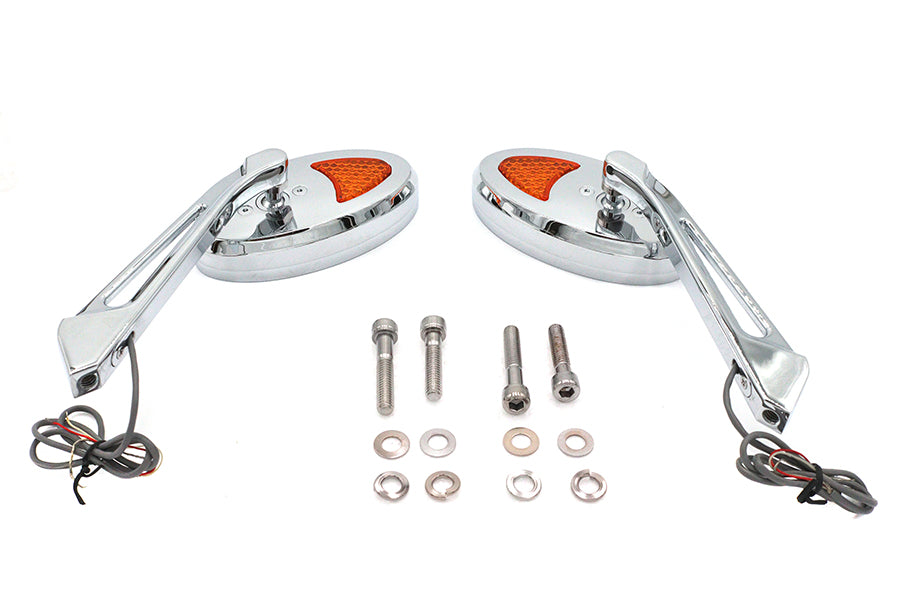 HARLEY Ellipse Spiegel Set mit LED Blinker Passend für alle Modelle ab 1965, für linke und rechte Seite