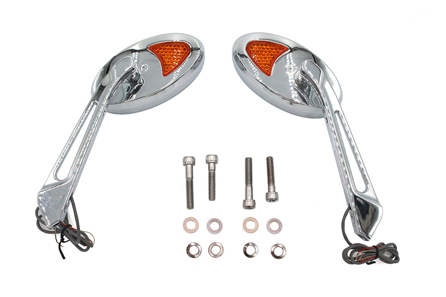 HARLEY Ellipse Spiegel Set mit LED Blinker Passend für alle Modelle ab 1965, für linke und rechte Seite