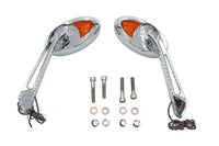 HARLEY Ellipse Spiegel Set mit LED Blinker Passend für alle Modelle ab 1965, für linke und rechte Seite
