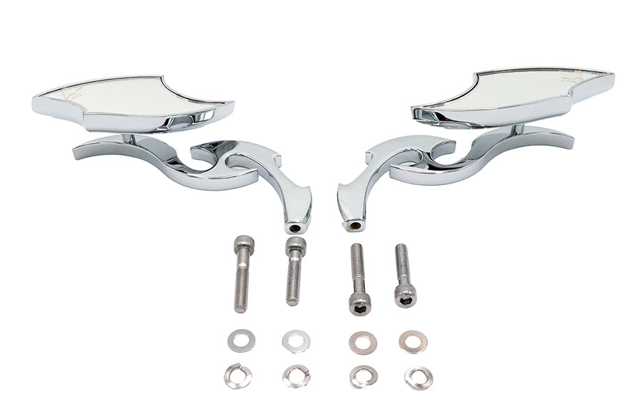 HARLEY Lucifer Spiegel-Set Billet mit Scroll-Schaft Passend für 1965-UP Alle Modelle für linke und rechte Seite