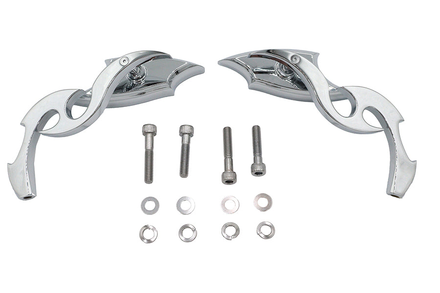 HARLEY Lucifer Spiegel-Set Billet mit Scroll-Schaft Passend für 1965-UP Alle Modelle für linke und rechte Seite