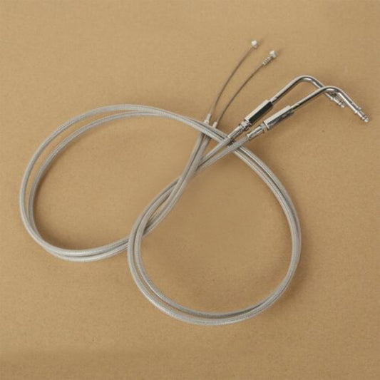 Custom Chrome HARLEY STAINLESS STEELTHROTTLE AND IDLE CABLE 96-UP H.42.9 F4.7