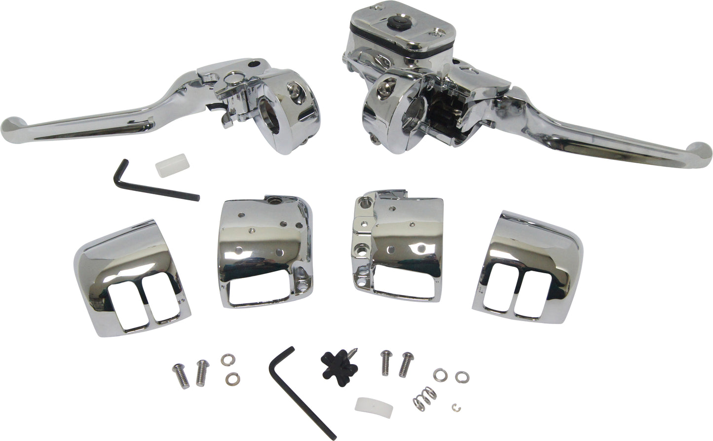 HARLEY HARDDRIVE COMP H/BAR CNTRLS 11/16 M/CYL W/O SWITCHES CHROME 96-06  26-094