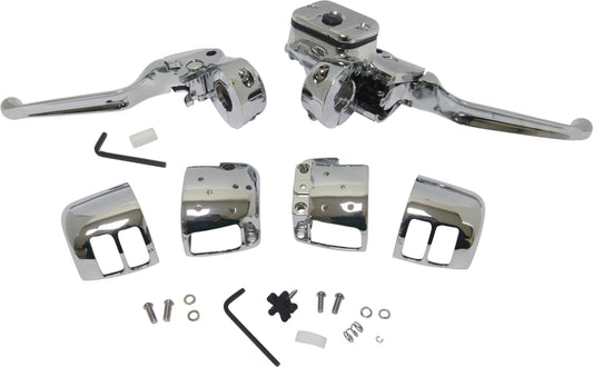 HARLEY HARDDRIVE COMP H/BAR CNTRLS 11/16 M/CYL W/O SWITCHES CHROME 96-06  26-094