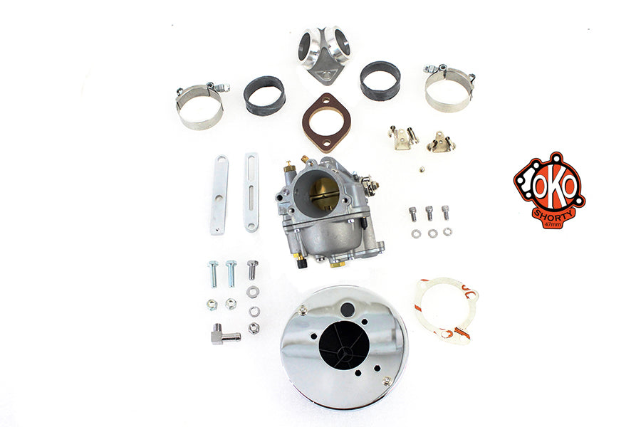HARLEY 47mm OKO Shorty Vergaser Kit Aluminium Passend für 1966-1976 FL, 1973-1976 FX, 1957-1977 XL,