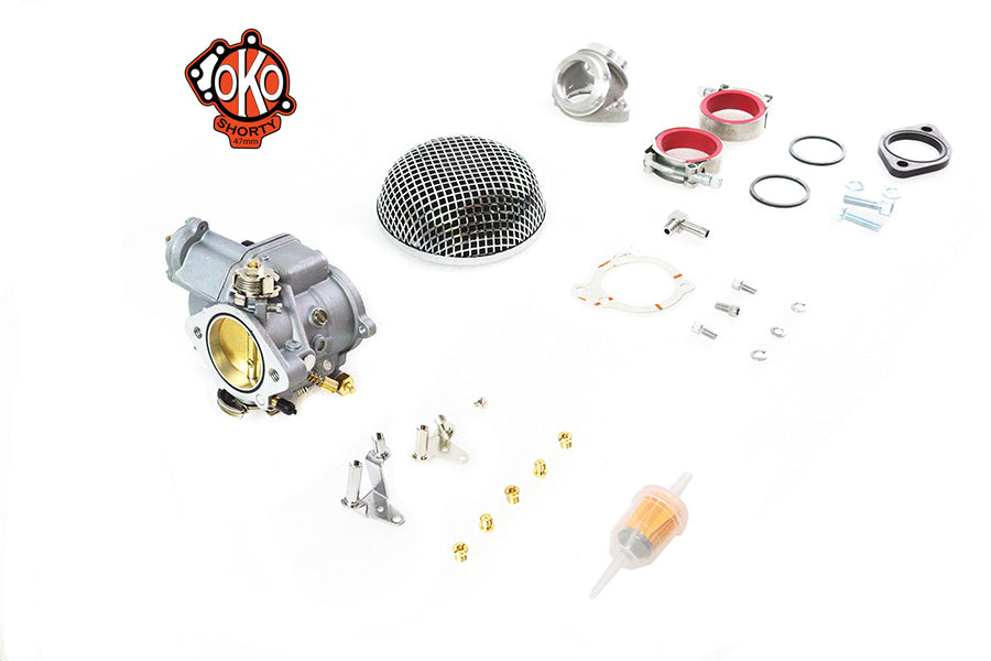 HARLEY OKO 47mm Shorty Vergaser-Kit passend für 1966-1977 FL, 1973-1977 FX, 1966-1977 XL,