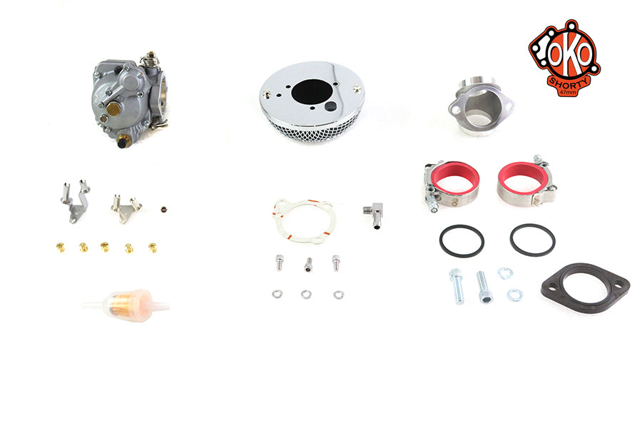 HARLEY OKO 47mm Shorty Vergaser-Kit passend für 1966-1977 FL, 1973-1977 FX, 1966-1977 XL,