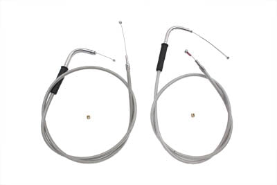 HARLEY 42 Zoll Edelstahl Gas- und Leerlaufzug-Set Passend für 1996-UP FXST, 1996-UP FLST, 1999