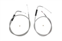 HARLEY 42 Zoll Edelstahl Gas- und Leerlaufzug-Set Passend für 1996-UP FXST, 1996-UP FLST, 1999