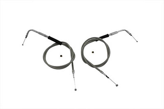 HARLEY 42 inch Stainless Steel Throttle and Idle Cable Set Fits 0-  Custom, application for S&S carb