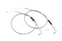 HARLEY 47-1/2 Zoll Edelstahl Gas- und Leerlaufzug-Set Passend für 1996-UP FXST, 1996-UP FLST,