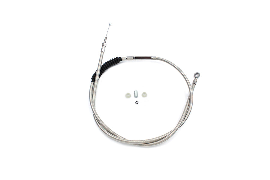 HARLEY 65,69 Zoll geflochtenes Edelstahl-Kupplungszug passend für 1987-2006 FLT, 1987-2006 FLST, 1987-
