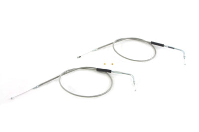HARLEY Gaszug- und Leerlaufzug-Set aus Edelstahl passend für 1994-1995 FLHR, 1990-1995 FLHT, 1990-199