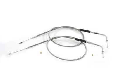 HARLEY Gaszug- und Leerlaufzug-Set aus Edelstahl passend für 1994-1995 FLHR, 1990-1995 FLHT, 1990-199