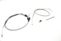HARLEY 43 Zoll Gas- und Leerlaufzugset aus Edelstahl, transparent ummantelt, passend für 2002–2007 FLHRCI, mit Tempoma