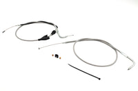HARLEY 43 Zoll Gas- und Leerlaufzugset aus Edelstahl, transparent ummantelt, passend für 2002–2007 FLHRCI, mit Tempoma