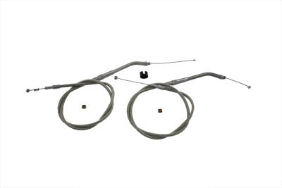 HARLEY 33.66 Zoll Edelstahl Gas- und Leerlaufzugset Passend für 1999-UP XL, 883, 883C, 1200S und
