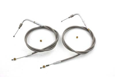 HARLEY 42 inch Stainless Steel Throttle and Idle Cable Set Fits 0-  Custom, application