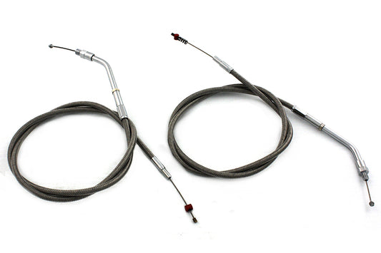 HARLEY Gas- und Leerlaufzugset aus Edelstahl passend für 1981-1984 FX, 1981-1984 FL, 1984-1989 FX