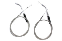 HARLEY Gas- und Leerlaufseilzug-Set aus Edelstahl mit 38 Zoll Gehäuse Passend für 1981-1984 FX, 1986-1989 F