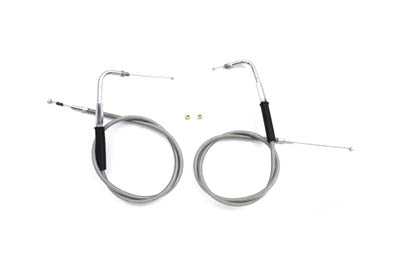 HARLEY 34 Zoll Edelstahl Gas- und Leerlaufzugset Passend für 1990-1994 FXR, 1990-1995 FXRS, 1