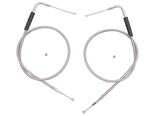 HARLEY 30-1/2 Zoll Edelstahl Gas- und Leerlaufzug-Set passend für FXST ab 1996, FLST ab 1996,