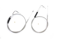 HARLEY 41-1/2 Zoll Edelstahl Gas- und Leerlaufzug-Set Passend für 1990-1995 FXST, 1990-1995 FLST