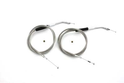 HARLEY Gaszug- und Leerlaufseil-Set aus Edelstahl mit 45,83 Zoll Passend für 1981-1984 FX, 1981-1984 FL