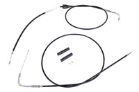 HARLEY Gas- und Leerlaufseilzug-Set aus Edelstahl, schwarze Ummantelung, +8 Zoll, passend für 2002-2007 FLH, mit Tempomat