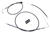 HARLEY Gas- und Leerlaufseilzug-Set aus Edelstahl, schwarze Ummantelung, +8 Zoll, passend für 2002-2007 FLH, mit Tempomat