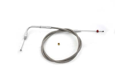 HARLEY 35 Zoll geflochtenes Gaszugkabel aus Edelstahl Passend für 1990-1995 FXST, 1990-1995 FLST,