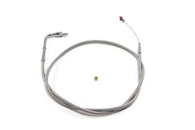 HARLEY 42.875 Zoll geflochtenes Edelstahl-Leerlaufseil passend für 1990–1995 FXST, 1990–1995 FLST,