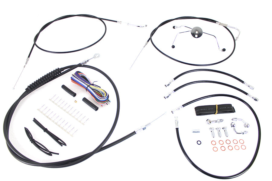 HARLEY 12 inch-14 inch Handlebar Cable and Brake Line Kit fits 2002-2006 FLHR,  2002-2006 FLHRI,  2002-2006 FLHRCI,  2002-2006 FLHRS,  2002-2006 FLHRSI,  2002-2006 FLTR,