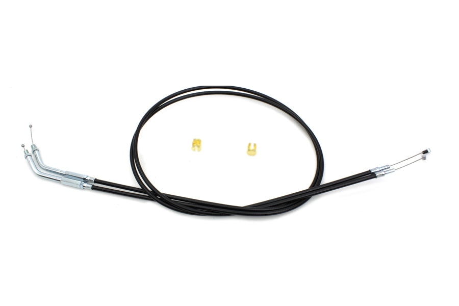 HARLEY Gas- und Leerlaufseilzug-Set, schwarz, mit 45°-Winkelstück, passend für 1981–1984 FX, 1981–1984 FL,