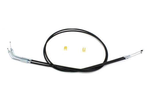 HARLEY Gas- und Leerlaufseilzug-Set, schwarz, mit 45°-Winkelstück, passend für 1981–1984 FX, 1981–1984 FL,