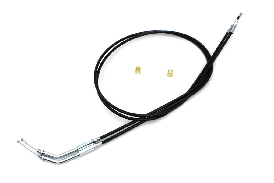 HARLEY Gas- und Leerlaufseilzug-Set, schwarz, mit 45°-Winkelstück, passend für 1981–1984 FX, 1981–1984 FL,