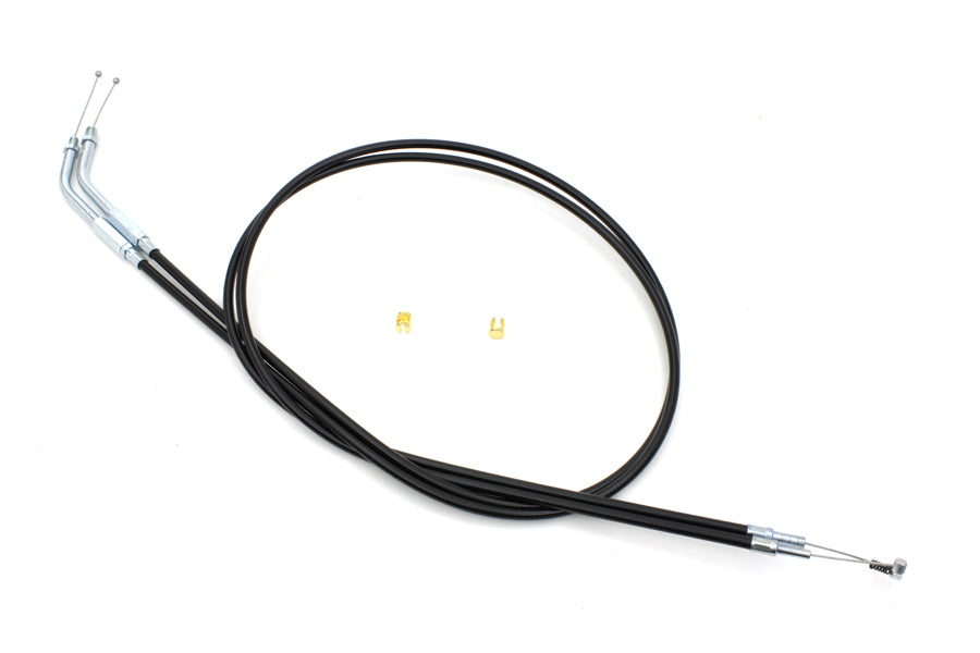 HARLEY Gas- und Leerlaufseilzug-Set, schwarz, mit 45°-Winkelstück, passend für 1981–1984 FX, 1981–1984 FL,