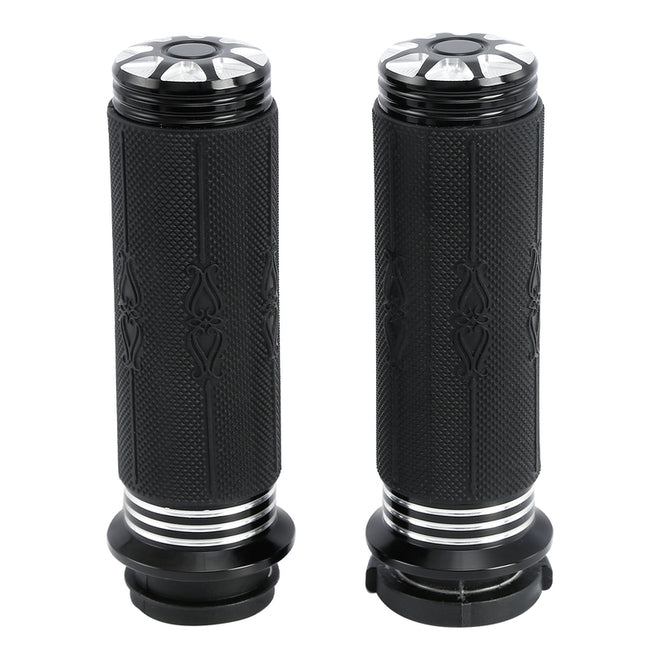 Custom Chrome HARLEY GLS BLK SOLAR FLARE DESIGNER RUBBER 1" GRIPS "TBW" 08-UP