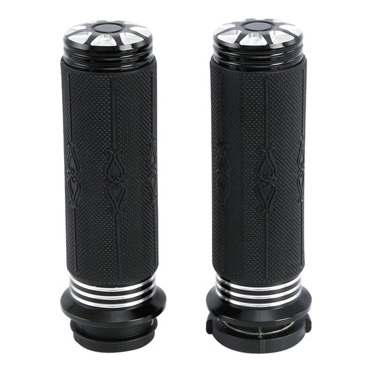 Custom Chrome HARLEY GLS BLK SOLAR FLARE DESIGNER RUBBER 1" GRIPS "TBW" 08-UP