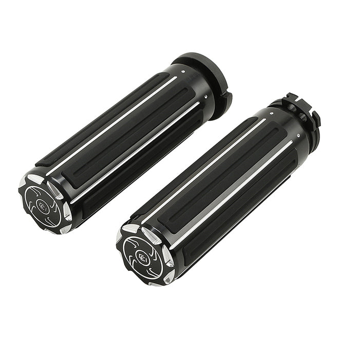 Custom Chrome HARLEY GLOSS BLACK 1" CHOPSAW GRIPS FOR 1973-UP CABLE STYLE