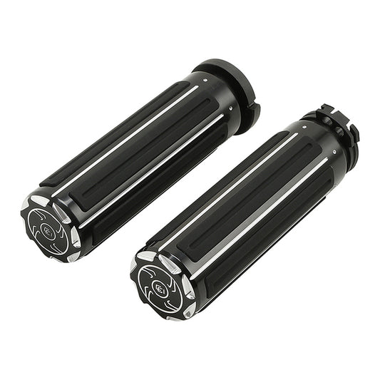 Custom Chrome HARLEY GLOSS BLACK 1" CHOPSAW GRIPS FOR 1973-UP CABLE STYLE