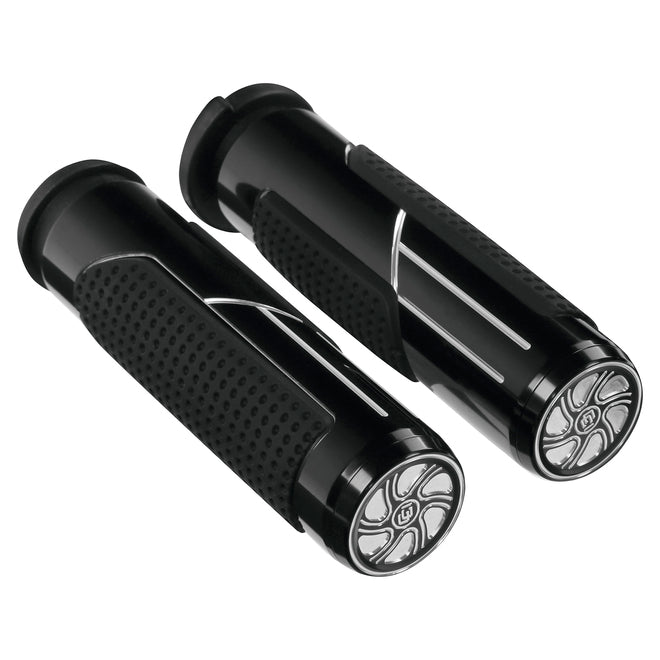 Custom Chrome HARLEY GLOSS BLACK 1" MIDNIGHT COMFORT GRIPS FOR "TBW" '08-UP