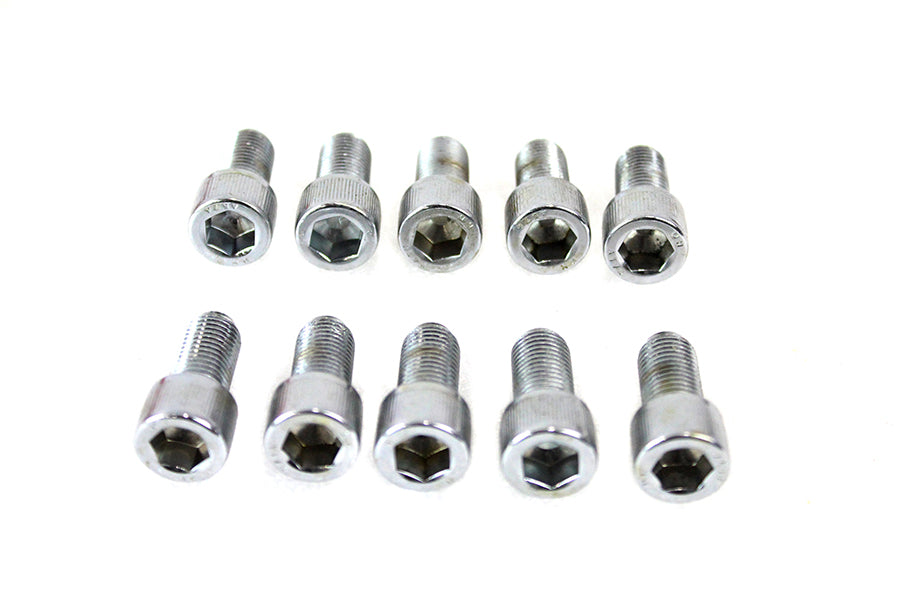 HARLEY Allen Socket Cap Bolt Knurled Chrome 3/8 inch-24 X 3/4 inch Fits 0-  All, Models